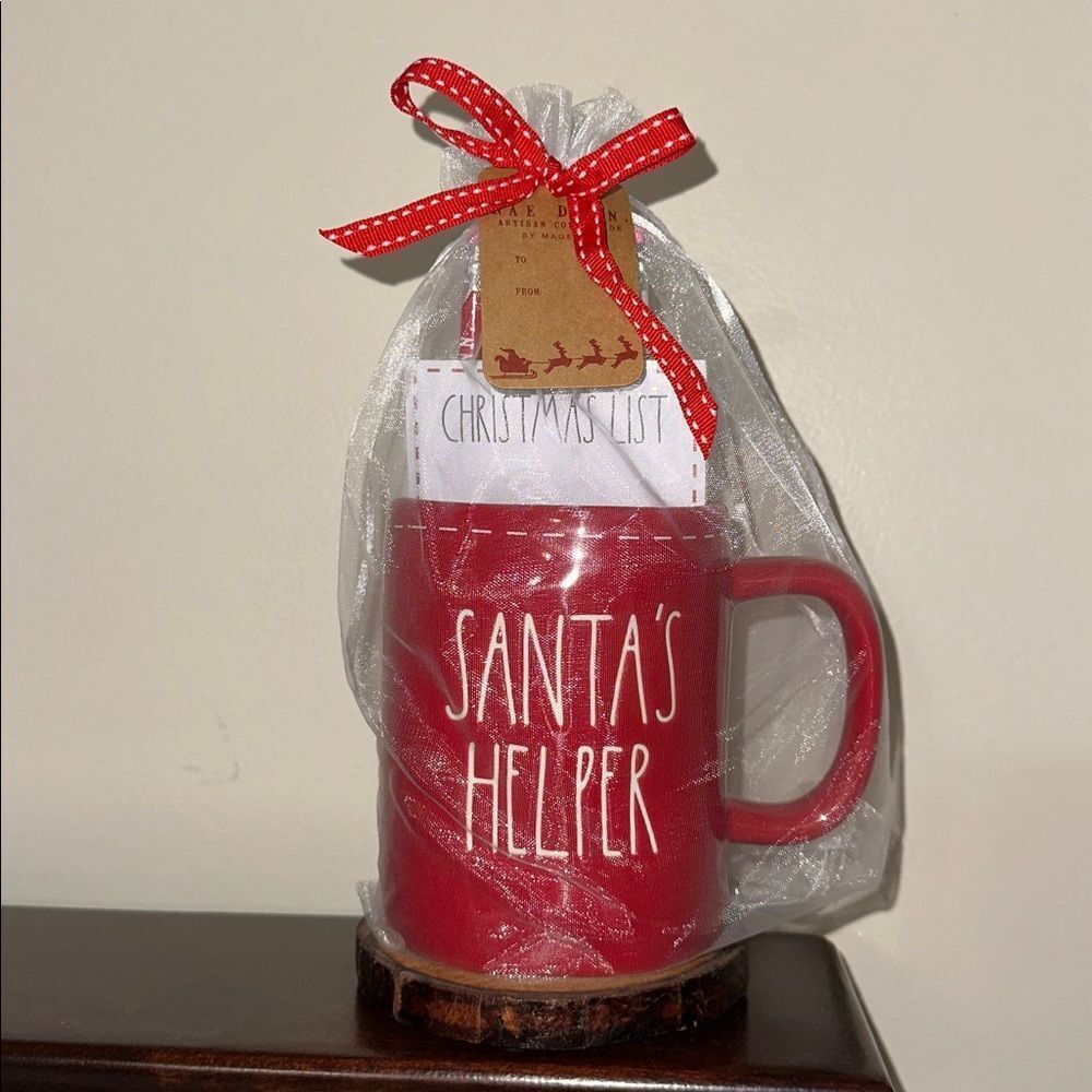 RAE DUNN. Artisan Collection by Magenta SANTA’S HELPER Red White Stationary MUG - Picture 4 of 8